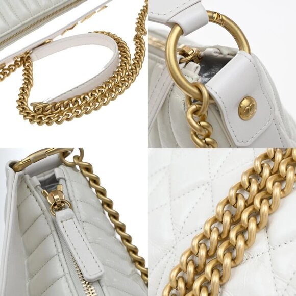 CHANEL CC Logo 2Way Glazed Shoulder Bag Leather White 620RF580 - Picture 9 of 15